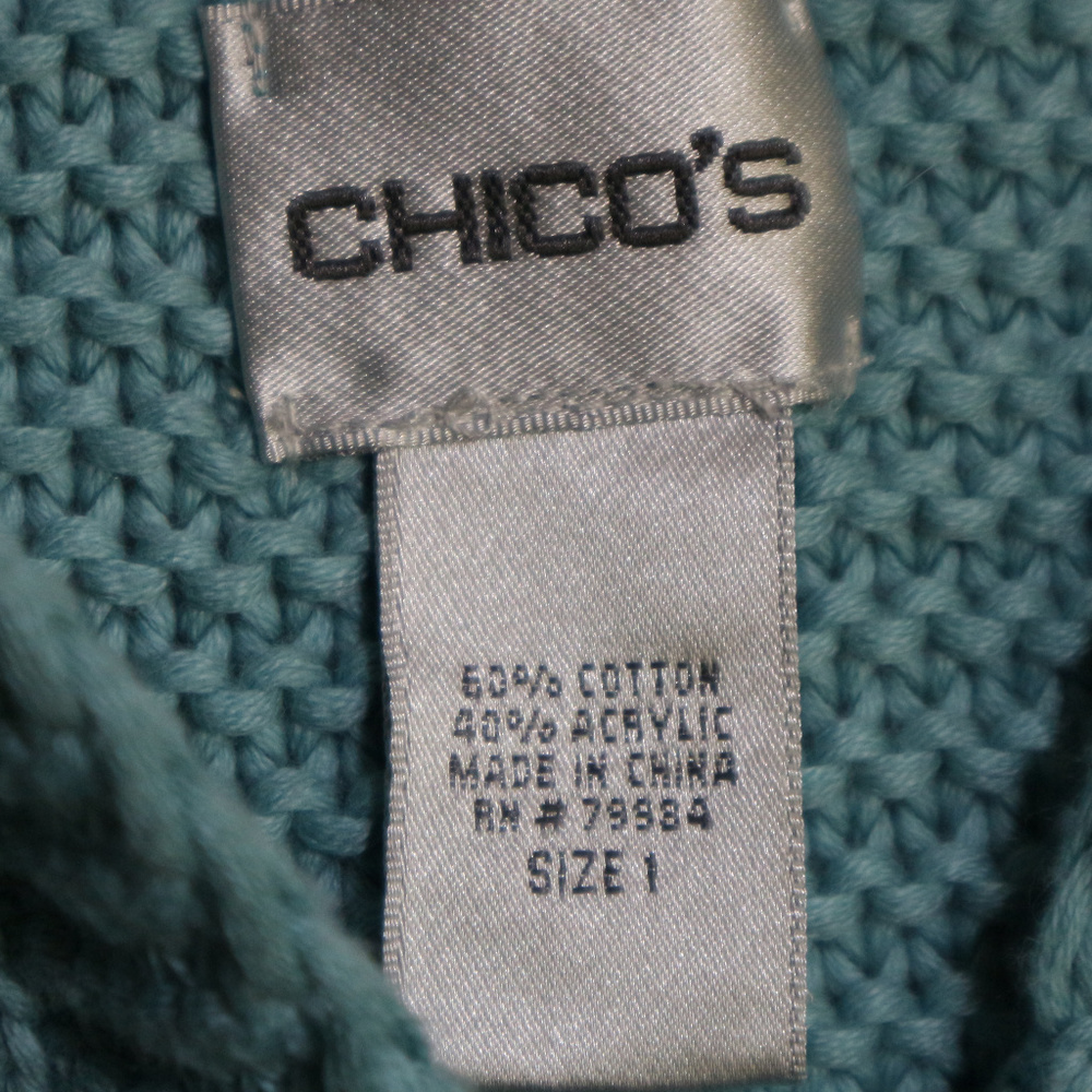Vtg CHICOS Toggle Button Knit Hooded Sweater - Picture 5 of 8